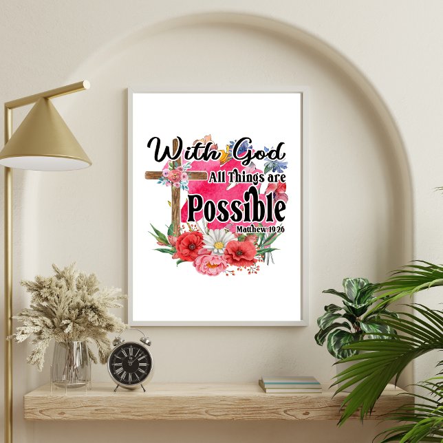 Mit Gott ist alles möglich Christliche Bibel Poster (With God All Things are Possible Wall Poster in many many sizes.)