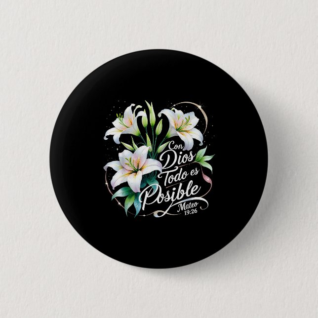 Mit Gott ist alles möglich Matthäus 19:26 Geschenk Button (Vorderseite)