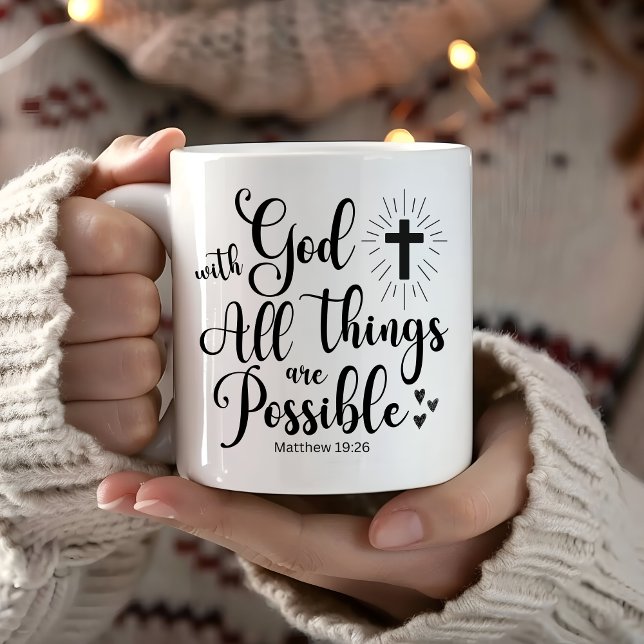 Mit Gott ist alles möglich - Matthew 19:26 Kaffeetasse (Von Creator hochgeladen)