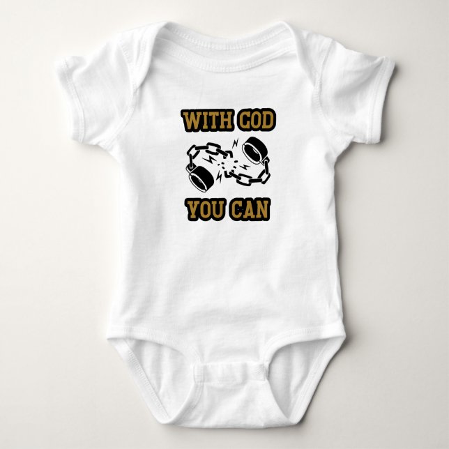 Mit Gott kannst du den Glauben stärken Baby Strampler (Vorderseite)