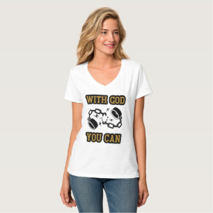 Mit Gott kannst du starke Glaube Frauen V-Neck T-Shirt