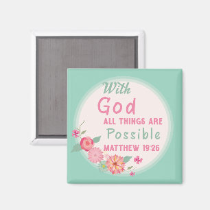 Mit Gott sind alle Dinge möglich (leicht Aquamarin Magnet