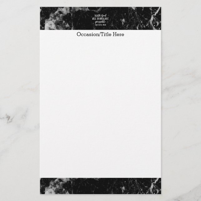 Mit Gott sind alle Sachen mögliche christliche Briefpapier (Vorderseite)