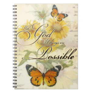 Mit Gott Sonnenblumen und Schmetterling Notizblock