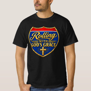 Mit Gottes Gnade auf Achse - Christlicher LKW-Fahr T-Shirt