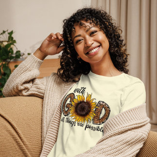 Mit Gottes Leopard Sonnenblumen T - Shirt der Frau