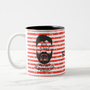 Mit großem Bart kommt personalisierte Zweifarbige Tasse