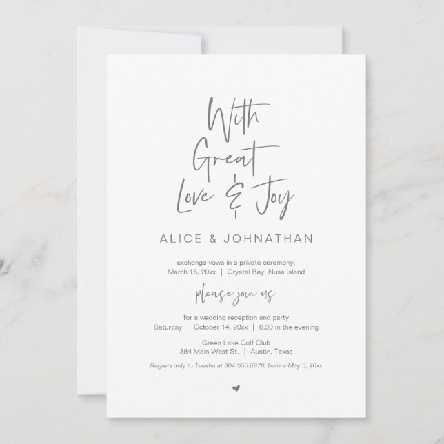 Mit großer Liebe und Freude, Hochzeitsessen Einladung (Vorderseite)