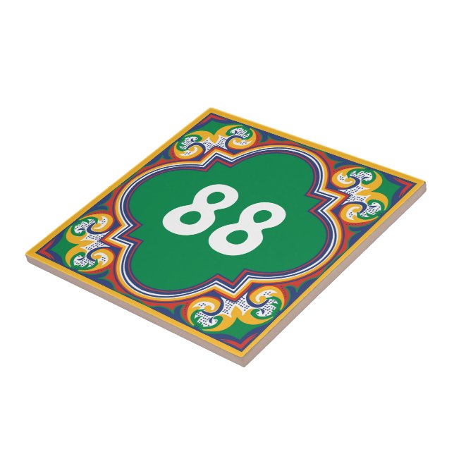 💛 🧡 mit Hausnummer Azulejos, dekorative Cera Fliese (Seite)