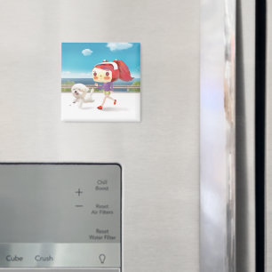 Mit Hund am Meer laufen Magnet