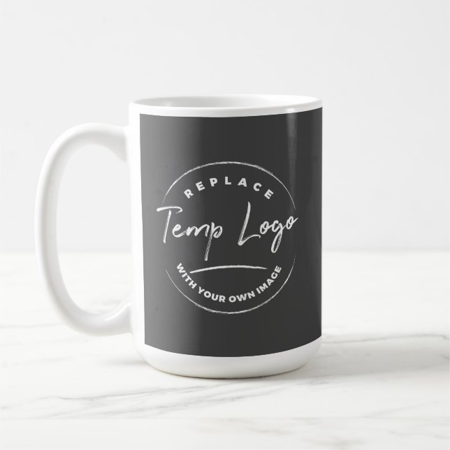 Mit Ihrem Firmenlogo versehen, dunkelgrau Kaffeetasse (Links)