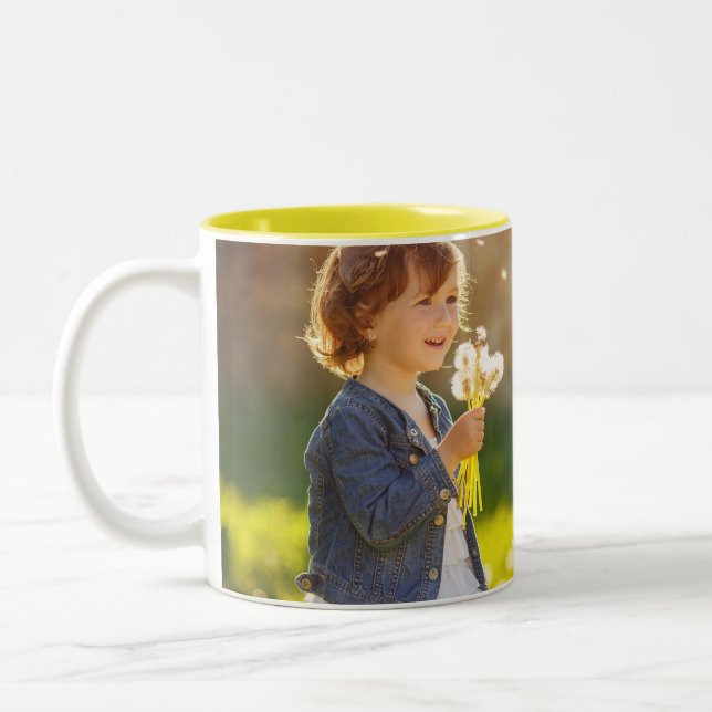 Mit Ihrem Foto Personalisierte Kaffeebeutel Zweifarbige Tasse (Links)