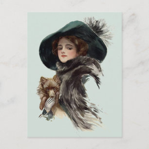 Mit ihrem Hund Postkarte