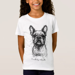 🐶Mit individuellem Text, Frenchie Scribble Charm  T-Shirt