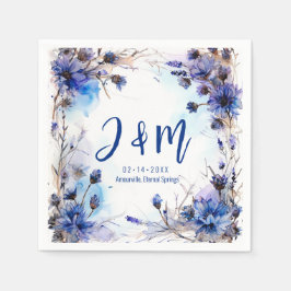 💍 Mit Initialen Cornblumen und Lavender Elegance Serviette