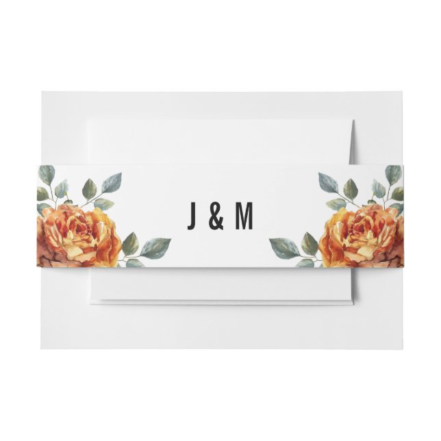 Mit Initialen Orange Rose Elegance Einladungsbanderole (Vorderseite Beispiel)