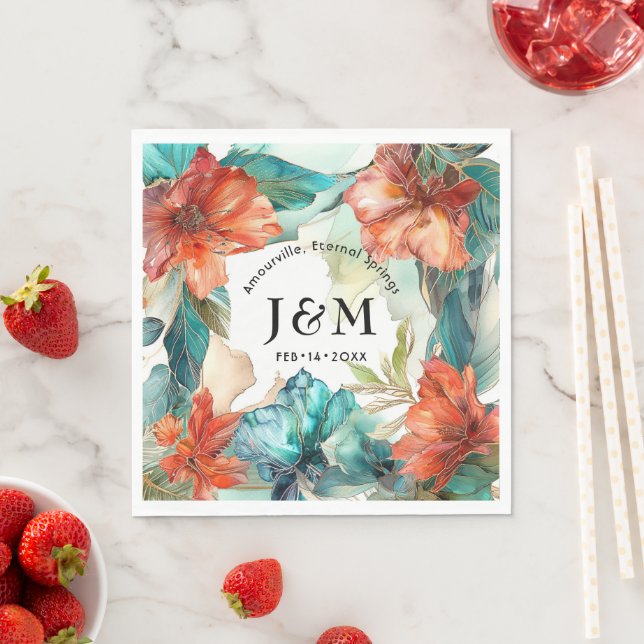 💗 mit Initialen Wedding Hibiskus Serenade Paradie Serviette (Beispiel)