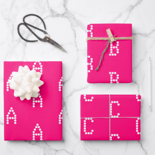 Mit/Initialmonogramm Buchstaben pink fuchsia anpas Geschenkpapier Set