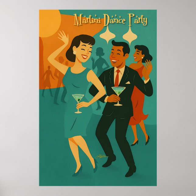 Mit-Jahrhundert-Martini-Tanzparty Poster (Vorne)