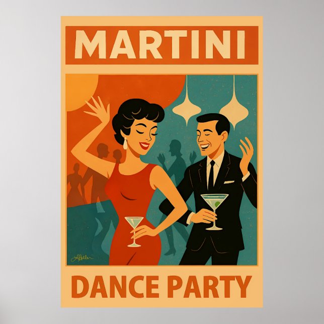 Mit-Jahrhundert-Martini-Tanzparty Poster (Vorne)