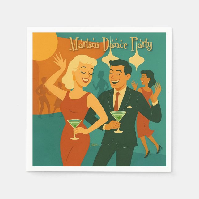 Mit-Jahrhundert-Martini-Tanzparty Serviette (Vorderseite)
