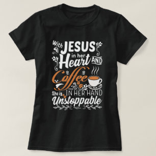 Mit Jesus im Herzen Funny Christlicher Kaffee T-Shirt
