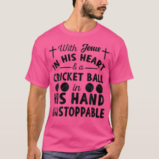 Mit Jesus im Herzen ist er unaufhaltsam Cricket-Sp T-Shirt