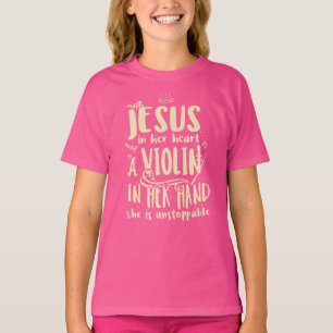 Mit Jesus in ihrem Herzen Eine Geige Hand Musik Kl T-Shirt