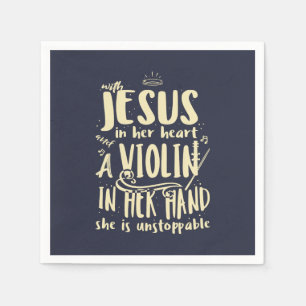 Mit Jesus in ihrem Herzen eine Geige in ihrer Hand Serviette