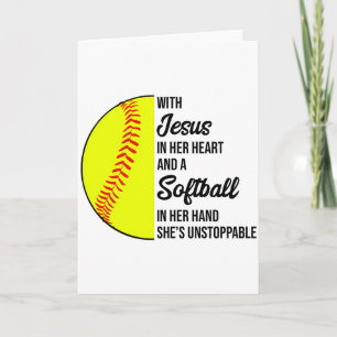 Mit Jesus in ihrem Herzen und einem Softball ist s Karte