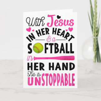 Mit Jesus in ihrem Herzen und einem Softball ist s Karte