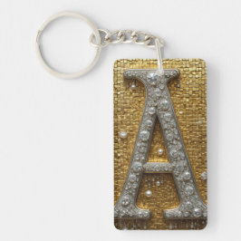 Mit Juwelen besetzter Buchstabe A auf goldenem Mos Schlüsselanhänger