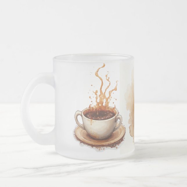 Mit Kaffee befleckt Mattglastasse (Links)