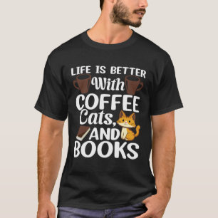 mit Kaffee Katzen und Büchern Barista Espresso T-Shirt