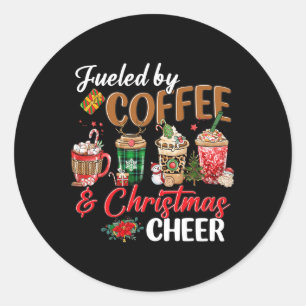 Mit Kaffee und Lampe gespeist; Weihnachts-Cheer Xm Runder Aufkleber
