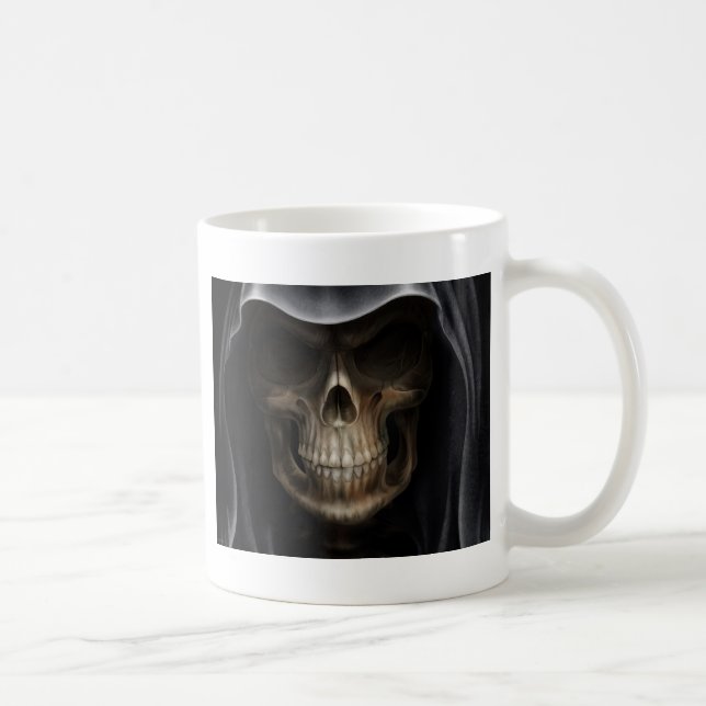 Mit Kapuze Schädel - grimmiger Sensenmann Tasse (Rechts)