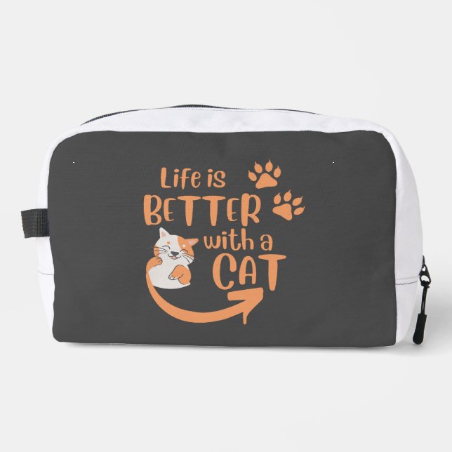 Mit Katze ist das Leben besser Waschbeutel (Vorderseite)