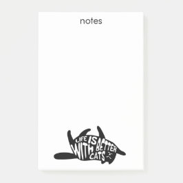 Mit Katzen ist das Leben besser | Fun Typografie Post-it Klebezettel