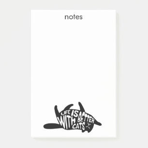 Mit Katzen ist das Leben besser Fun Typografie Post-it Klebezettel