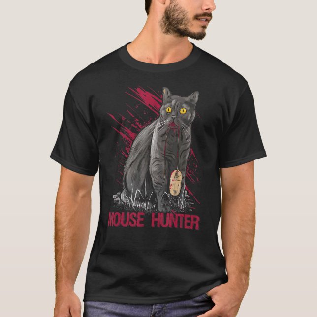 mit Katzen Mäusejäger T-Shirt (Vorderseite)