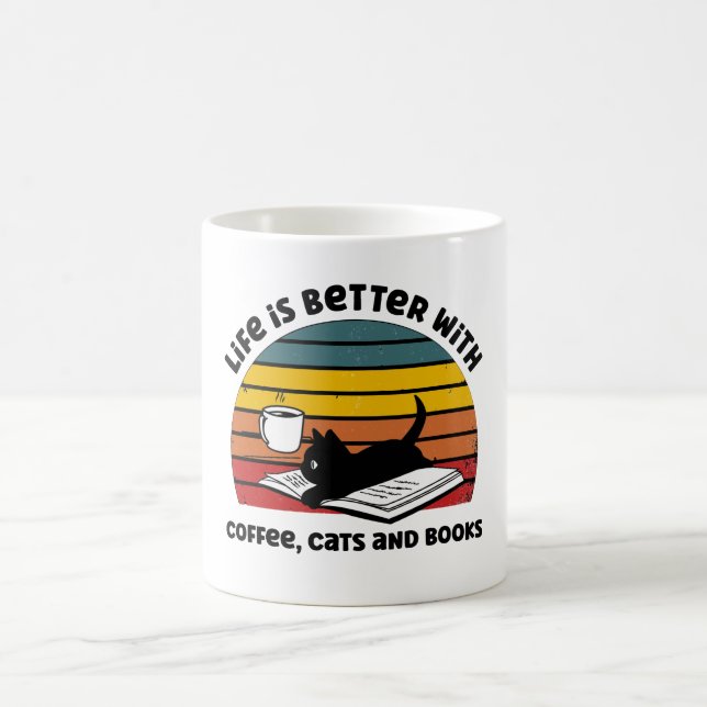 Mit Katzen und Büchern ist das Leben besser Kaffeetasse (Mittel)