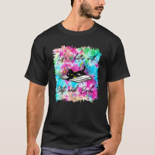 Mit Katzen und Büchern Tie Dye T-Shirt
