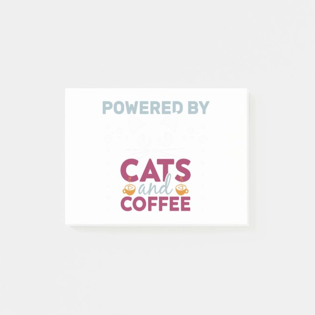 Mit Katzen und Kaffee versorgt Post-it Klebezettel (Vorderseite)