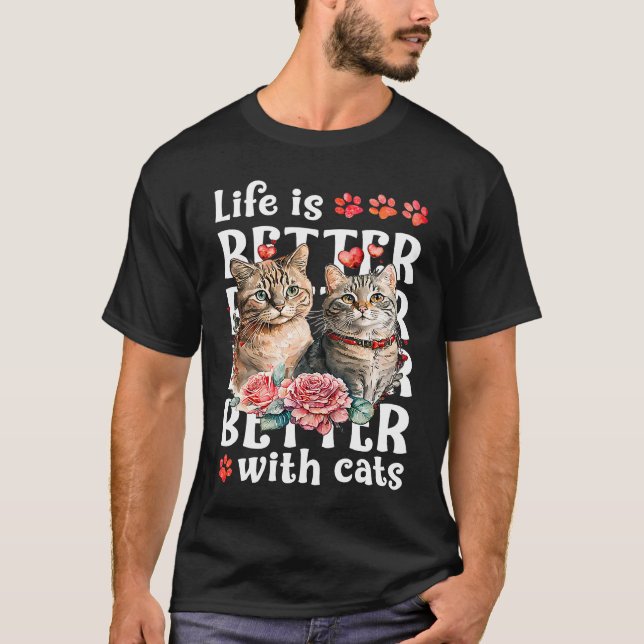 Mit Katzen Valentinskatze T-Shirt (Vorderseite)