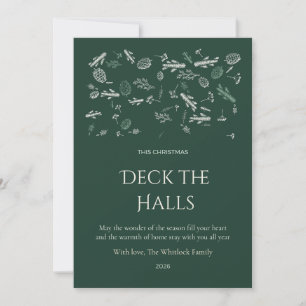 Mit Kiefernadeln bestückte Inkwork-Weihnachtskarte Einladung