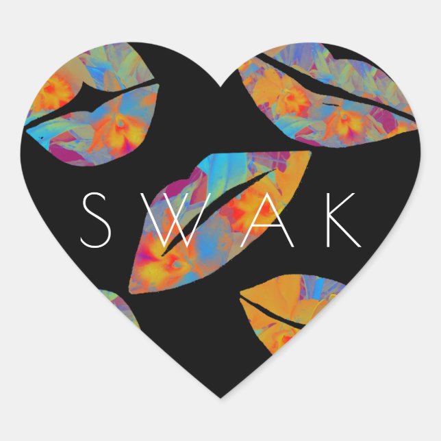 Mit Kiss versiegelt - tropischer Stil Herz-Aufkleber (Vorderseite)