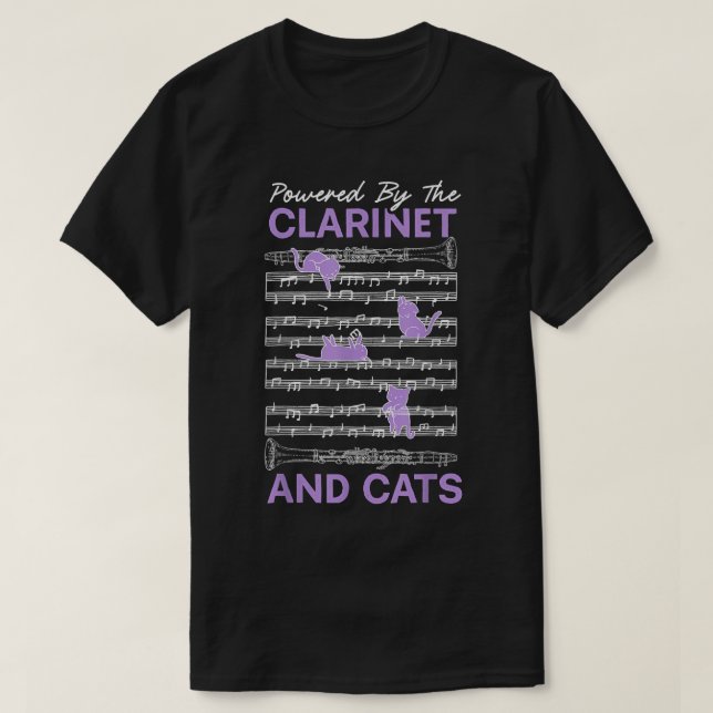 Mit Klarinette und Katzen befeuerte Kitty Lover Mu T-Shirt (Design vorne)