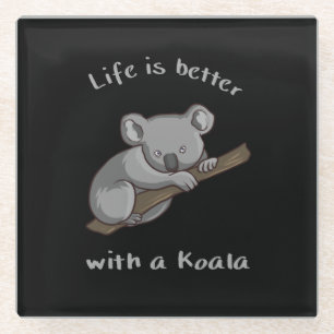 Mit Koala ist das Leben besser Glasuntersetzer