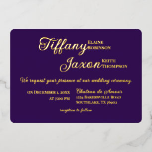Mit königlicher Hochzeit in Royal Purple Folieneinladung