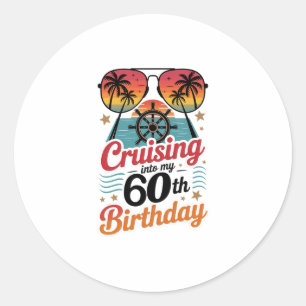 Mit Kreuzfahrt in meinen 60. Geburtstag Runder Aufkleber